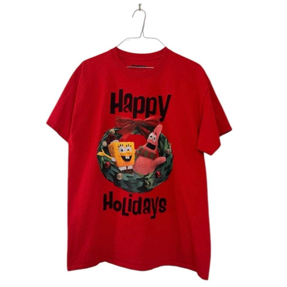 Nickelodeon Spongebob Patrick Wreath Happy Holidays T- Shirt